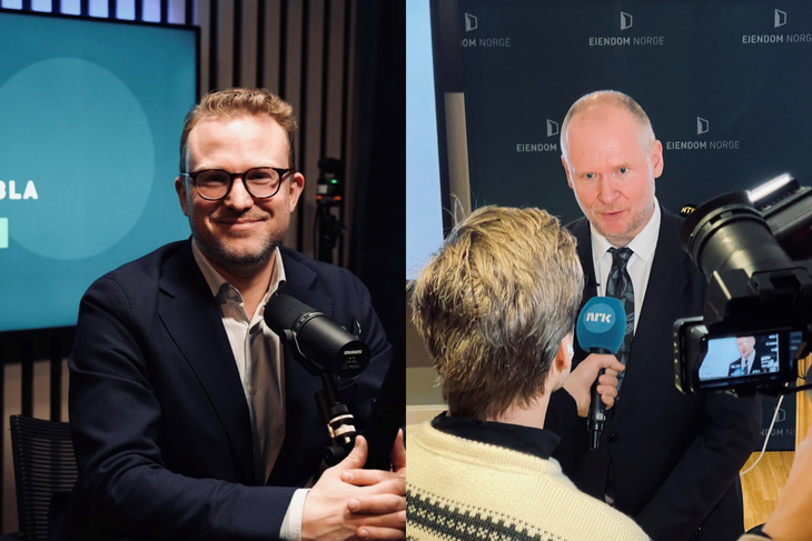 Fra venstre: Sjef for kommunikasjon og politikk Erik Lundesgaard og administrerende direktør Henning Lauridsen. Foto: Eiendom Norge.