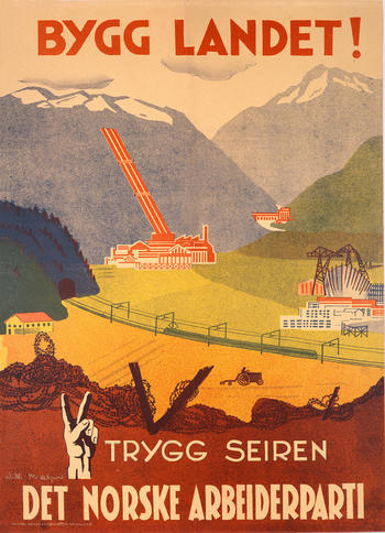Arbeiderpartiets valgplakat fra 1945. Foto: Arbeiderpartiet.